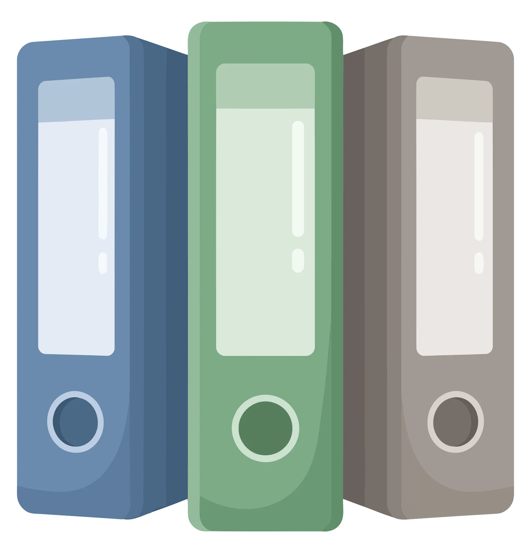 Three Colorful Ring Binders in Portrait Orientation