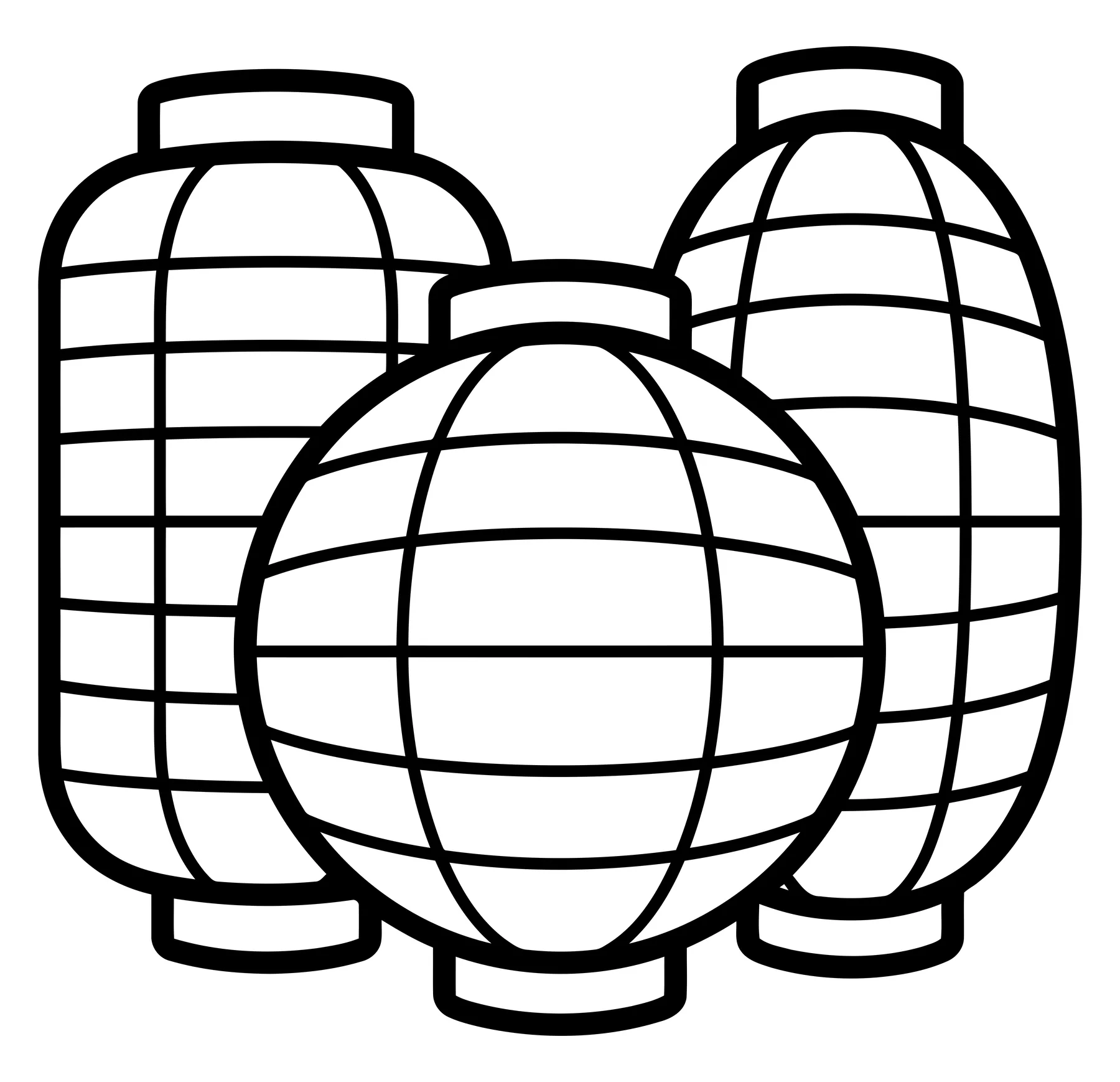 Three Traditional Paper Lanterns Illustration