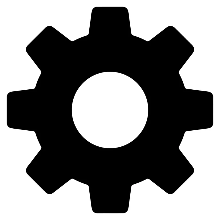 Black Gear Icon with Solid Fill