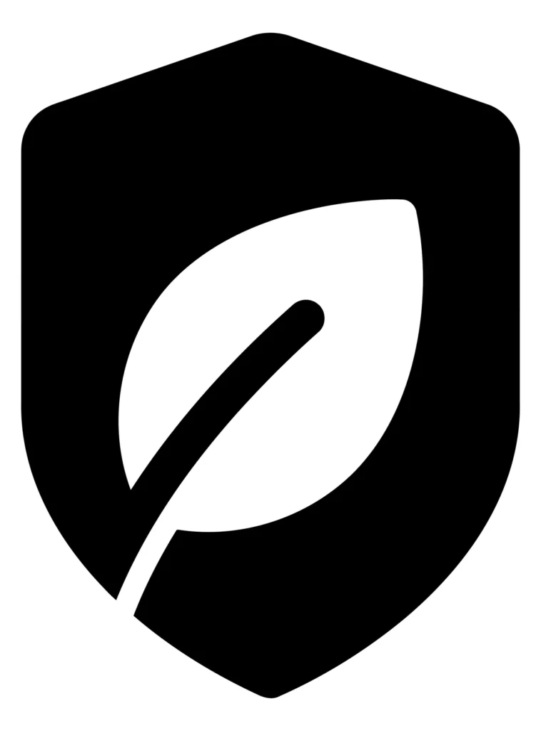 shield icon with a leaf inside, symbol of ecofriendly protection, sustainability, and green security, vector illustration