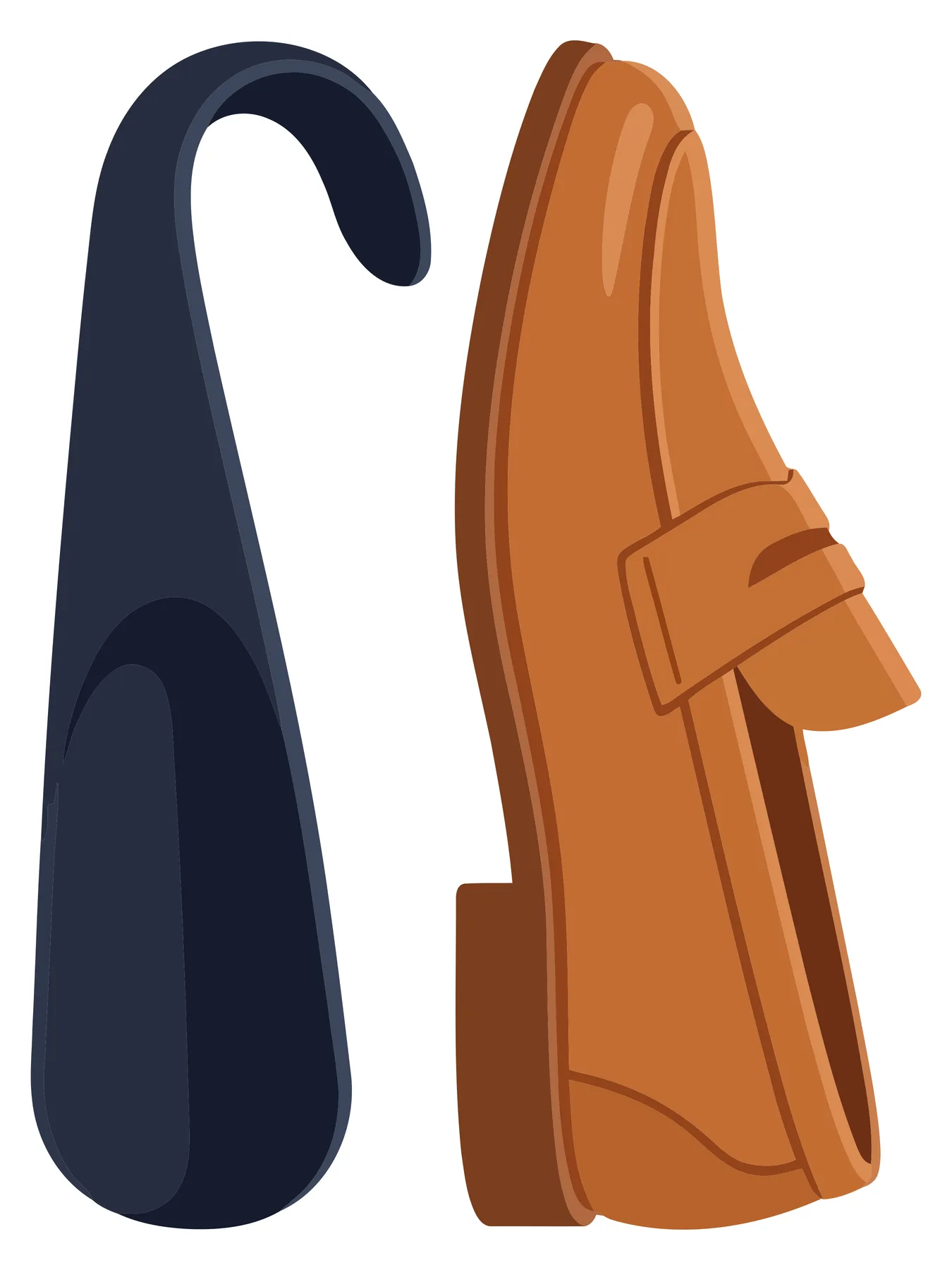 Brown Leather Loafer Shoe with Shoehorn Vector Illustration