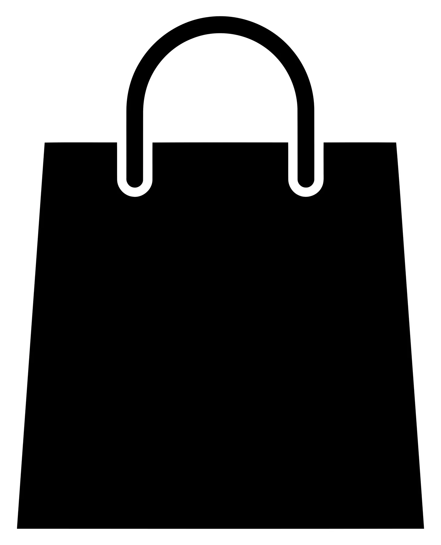 Black Shopping Bag Icon with Handles