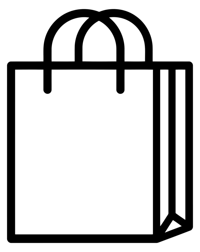 shopping bag icon, retail store symbol, commerce sign