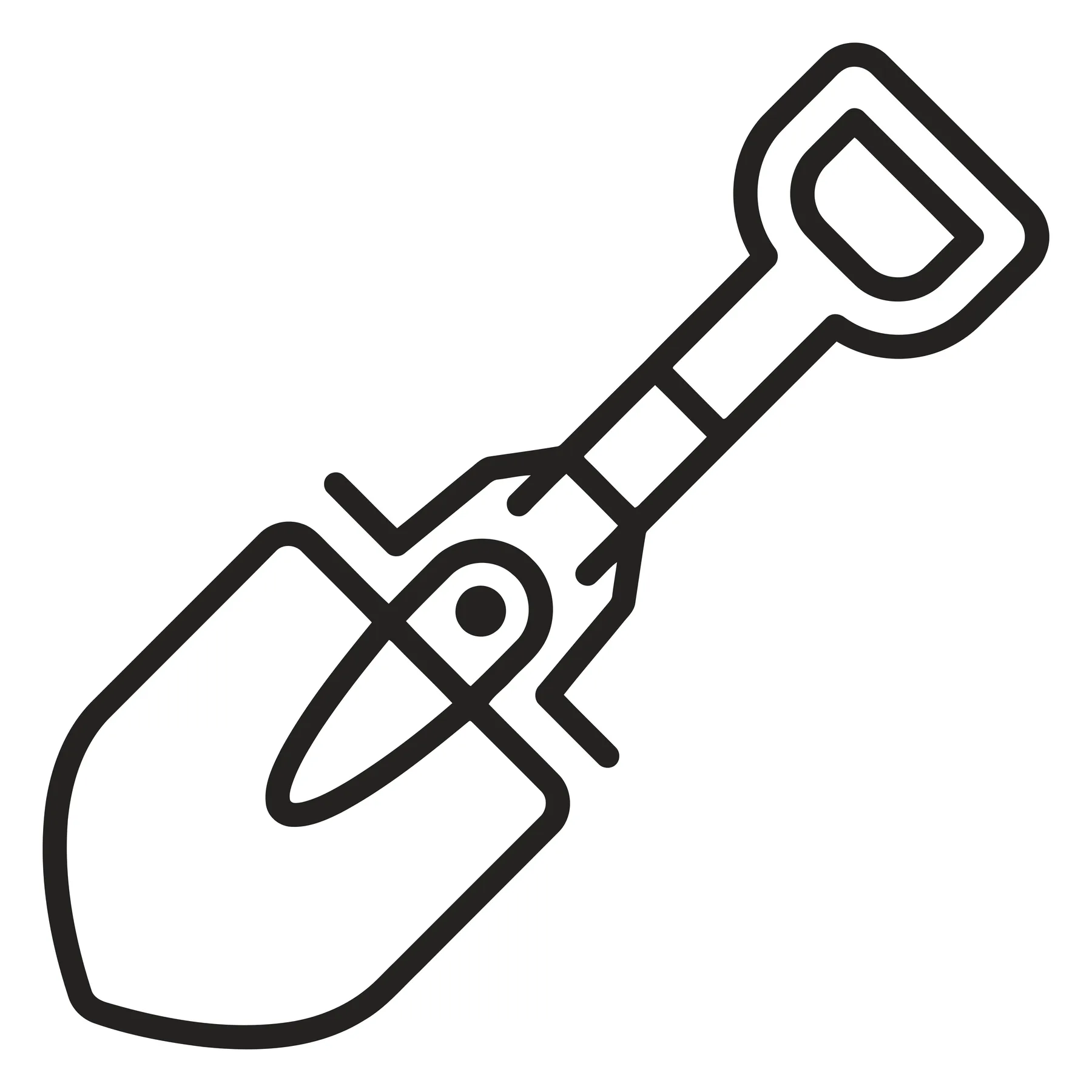 Minimalist Black Shovel Icon for Gardening and Construction