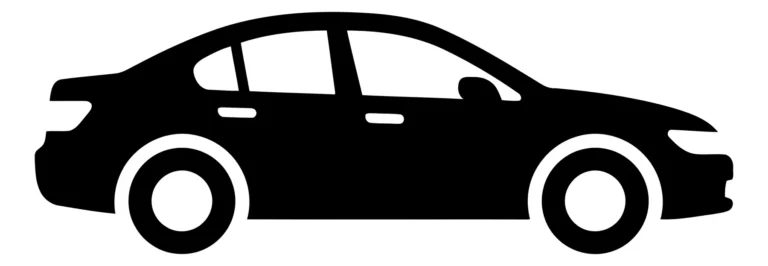 Black sedan car silhouette side view vector icon