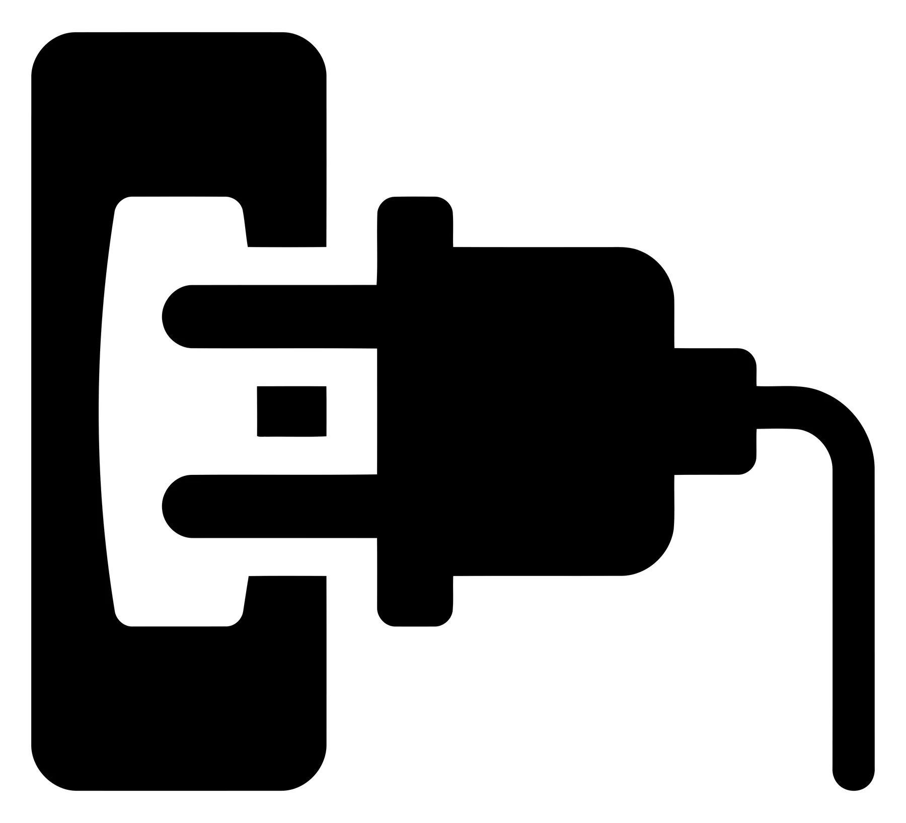 Black Electrical Plug and Socket Icon Side View