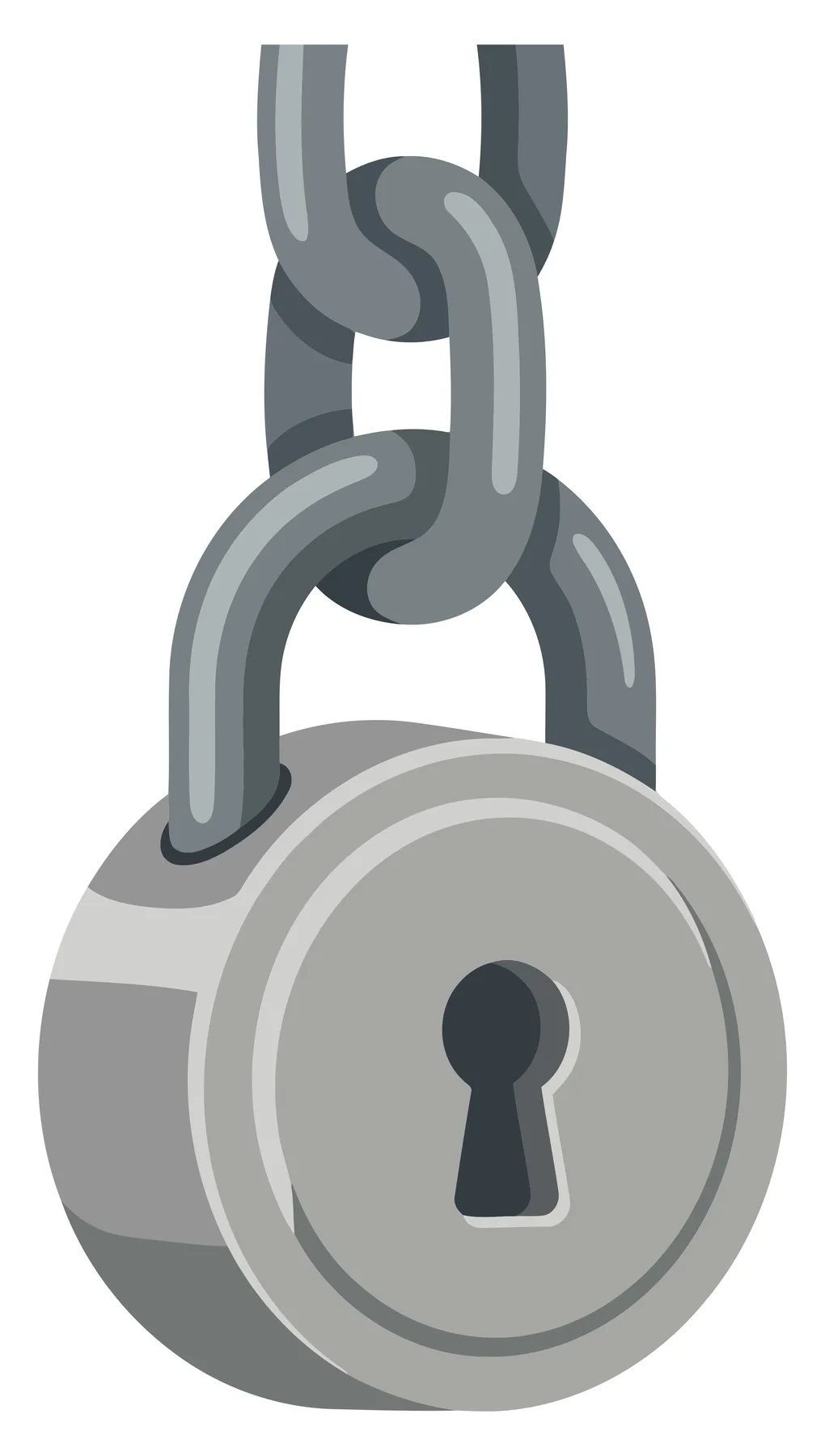 Silver Padlock Hanging on Metal Chain Illustration