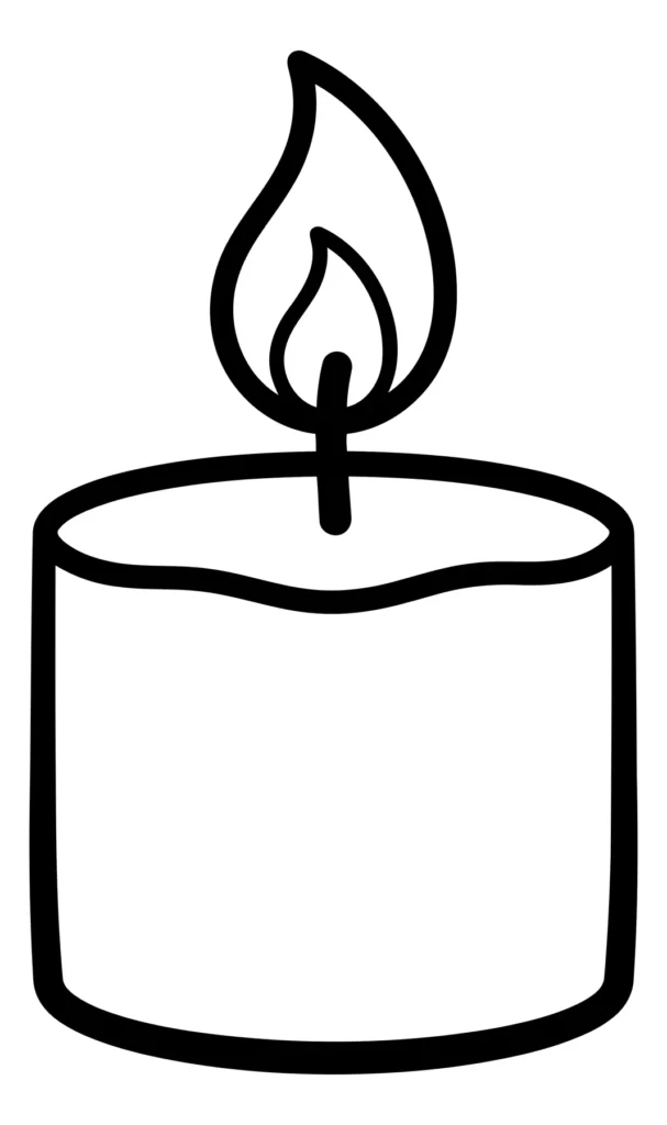 simple black and white line art illustration of a lit candle