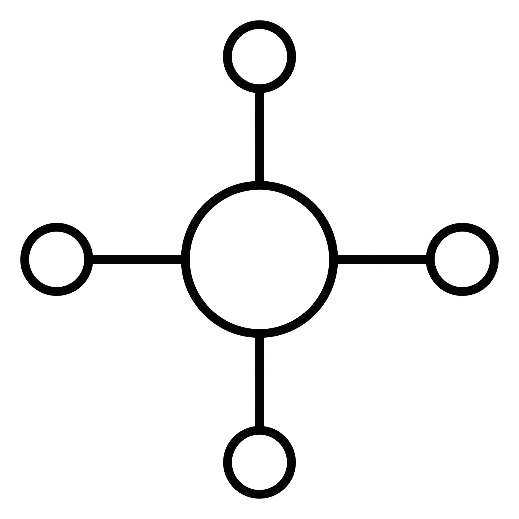 Minimalist Vector Diagram with Central Circle and Four Connected Nodes