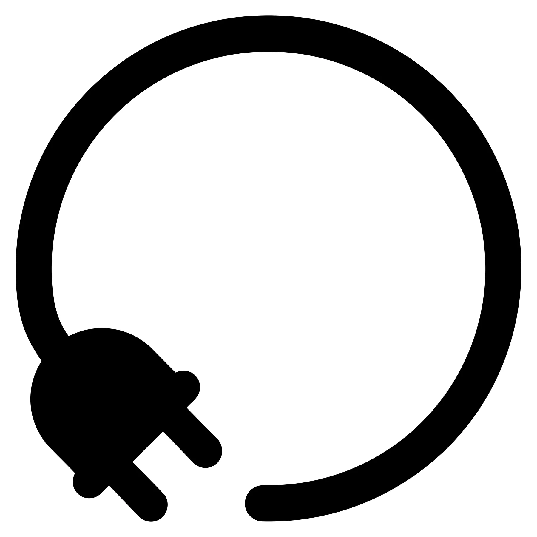 simple icon of an electrical plug with a cord forming a circle