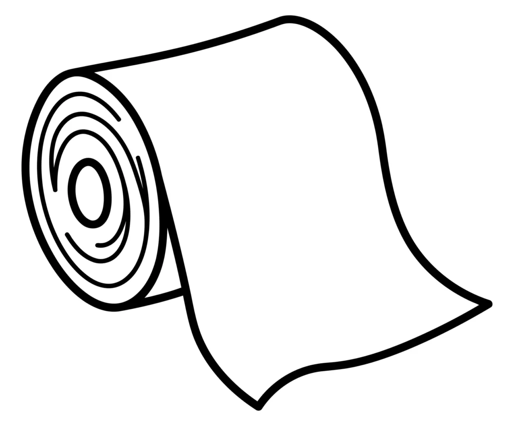 simple line art illustration of a toilet paper roll