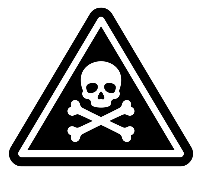 Black and White Skull and Crossbones Poison Warning Sign