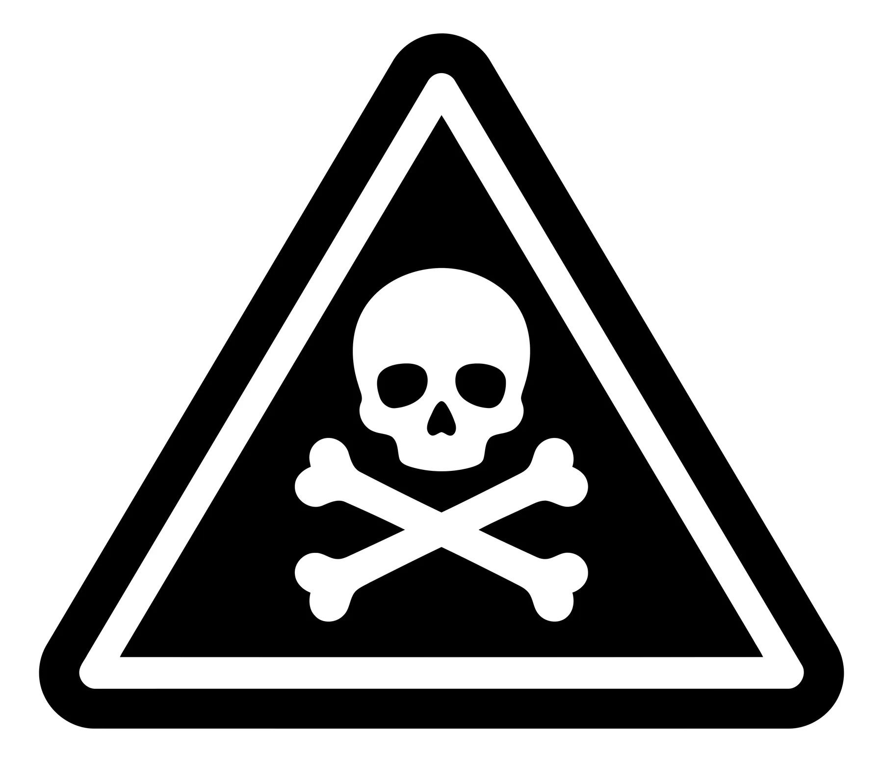 Black and White Skull and Crossbones Poison Warning Sign
