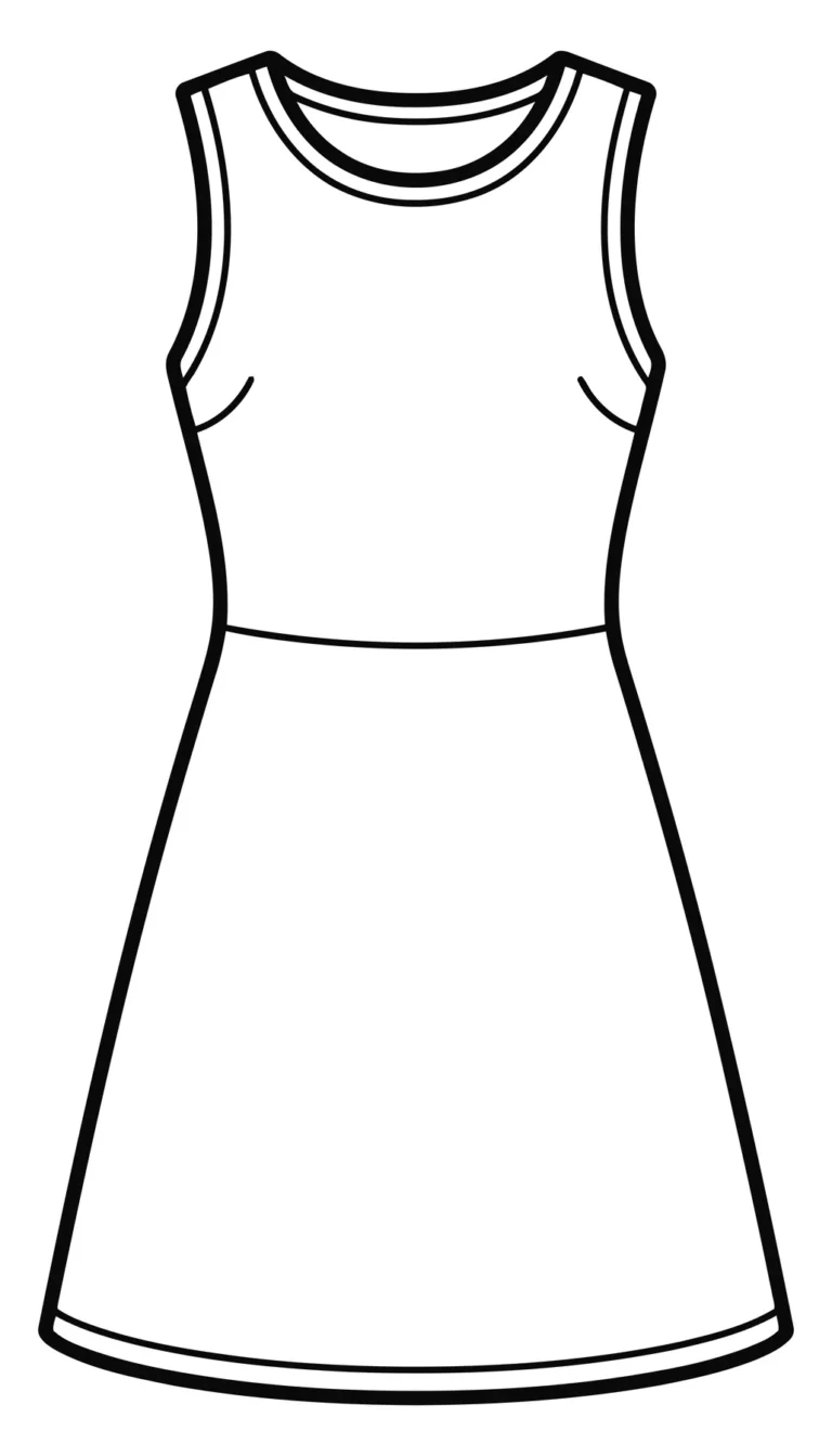 Minimalist Sleeveless Dress Line Art Icon