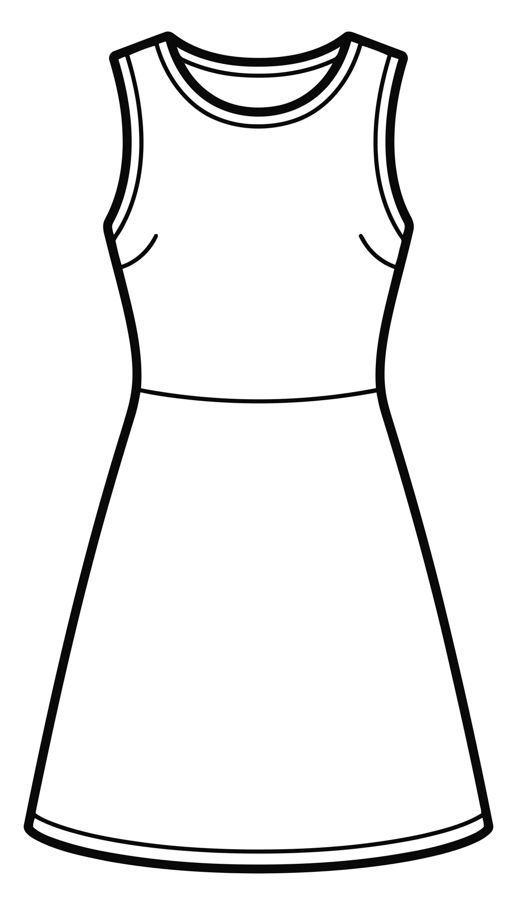 Minimalist Sleeveless Dress Line Art Icon