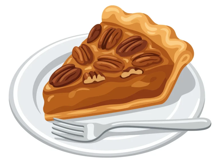 slice of pecan pie on a plate with a fork