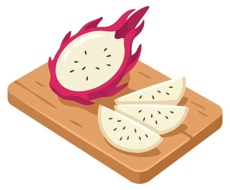 sliced dragon fruit on a wooden cutting board