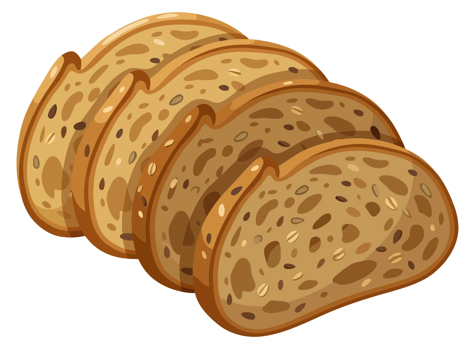 Sliced Whole Grain Bread Loaf Illustration