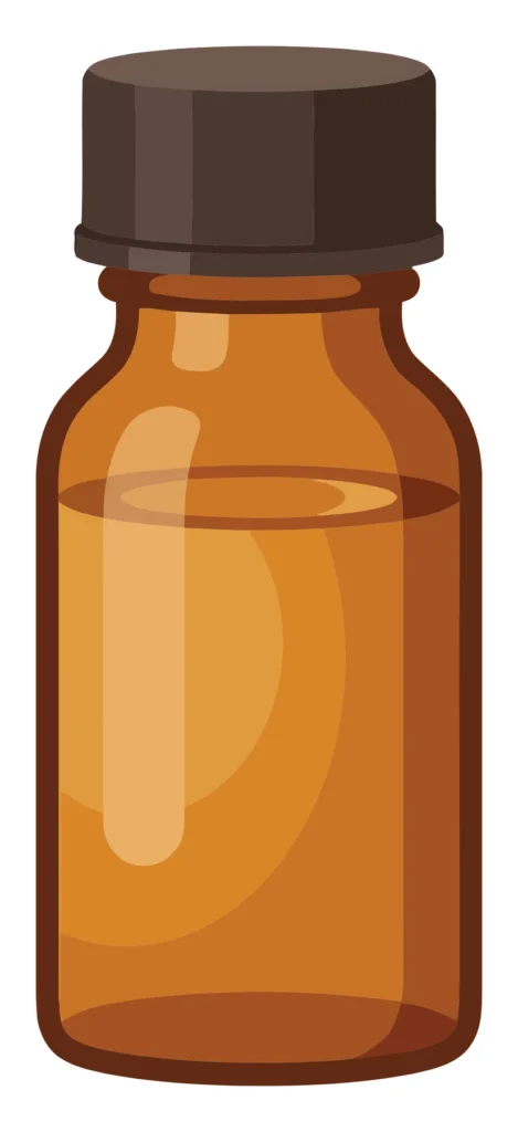small brown glass bottle with screw cap for essential oil or medicine