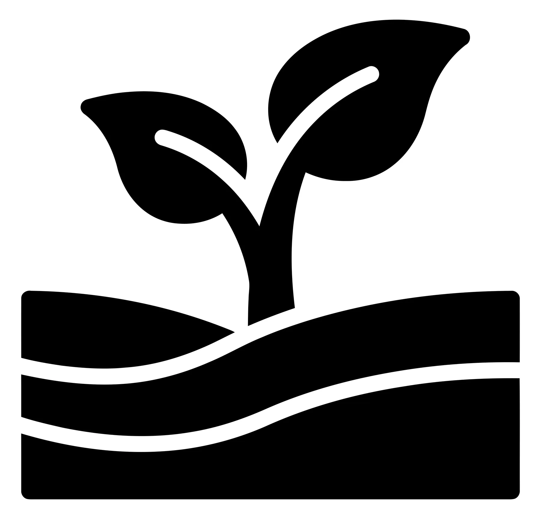 Black Silhouette of a Small Plant Growing from Soil