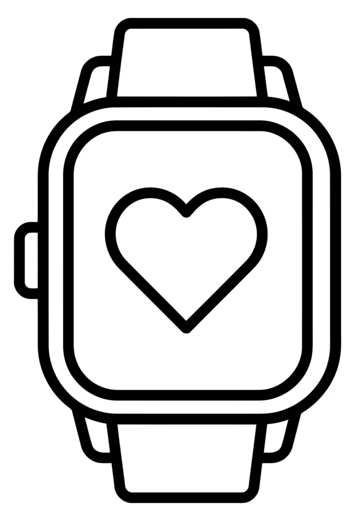 smart watch with heart rate icon, fitness tracker line vector illustration
