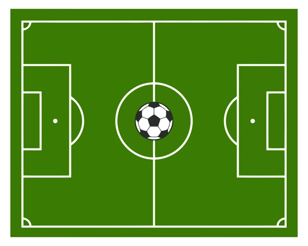 soccer field with a ball in the center