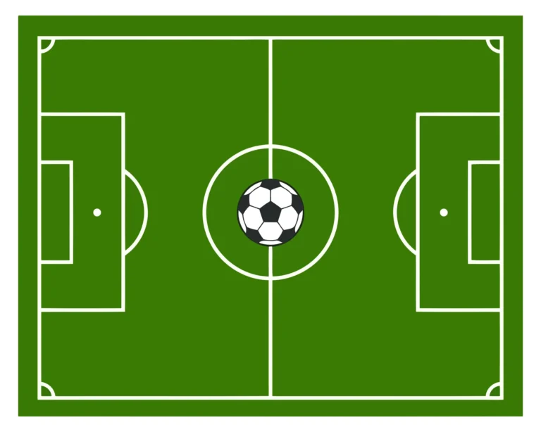 Soccer Field with Ball in Center Vector Illustration