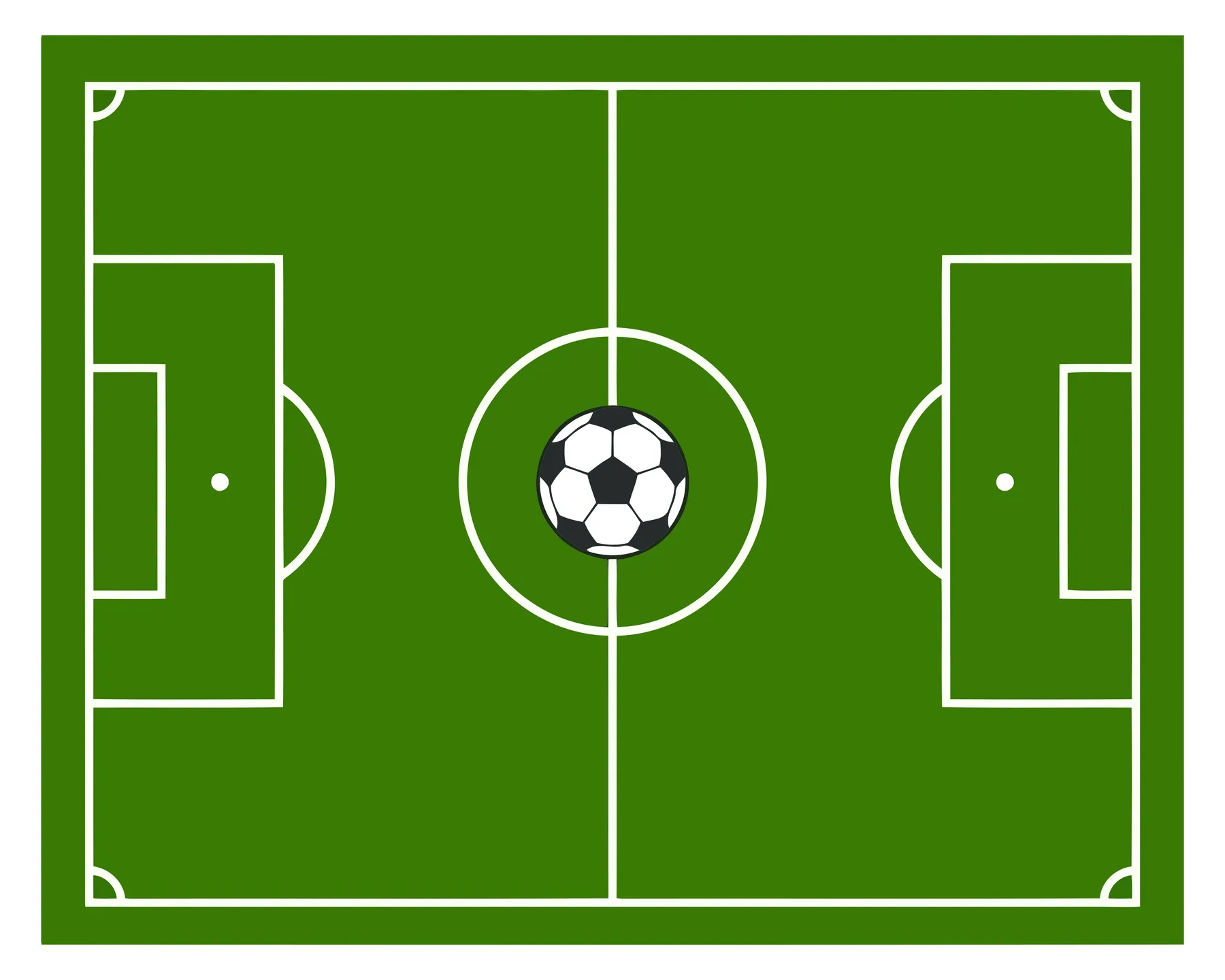 Soccer Field with Ball in Center Vector Illustration