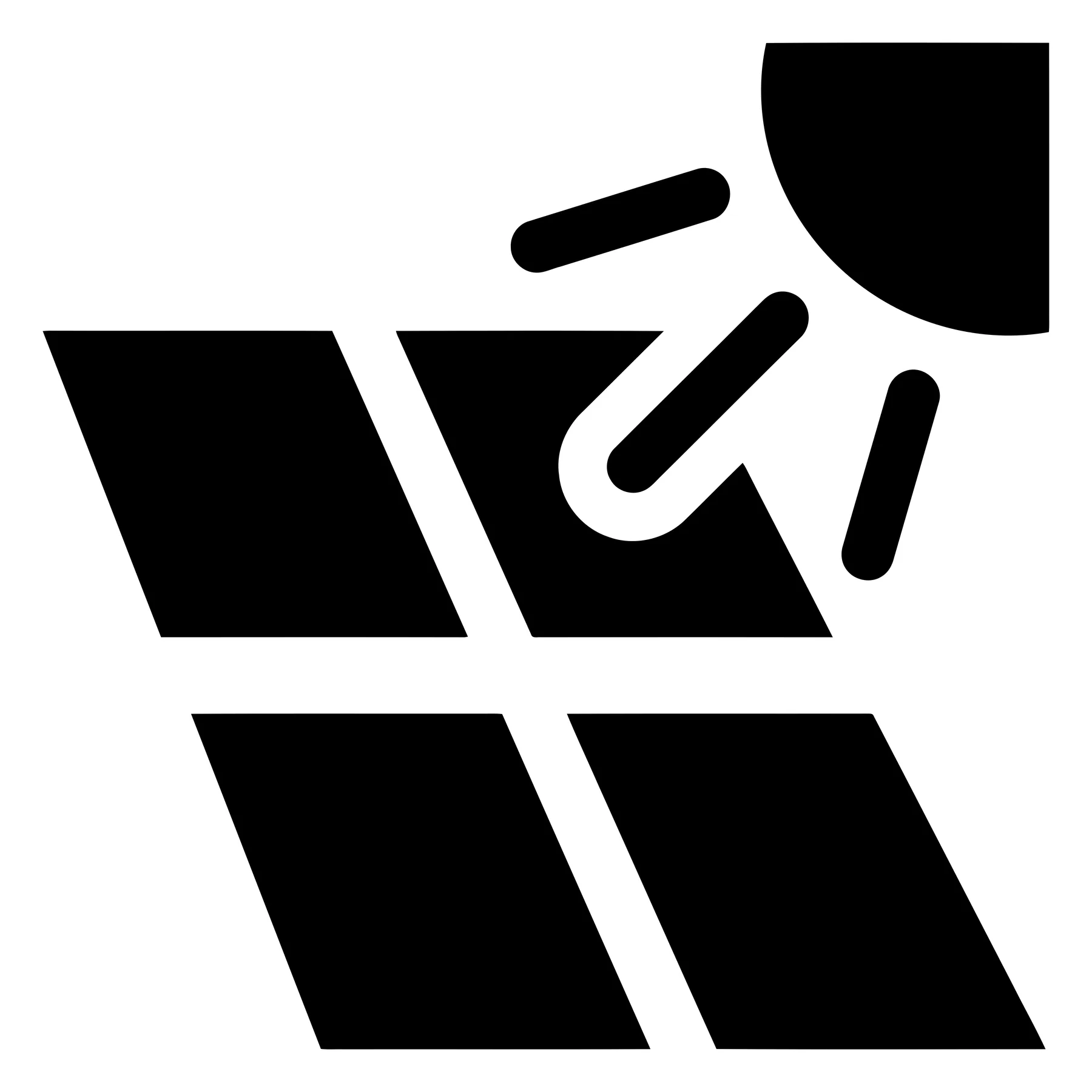 Black Solar Panel Icon with Sun Rays Vector