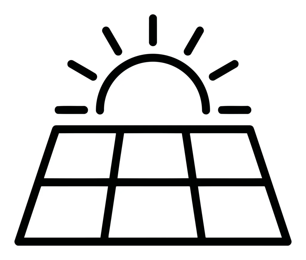 solar panel with sun icon, renewable energy symbol vector illustration