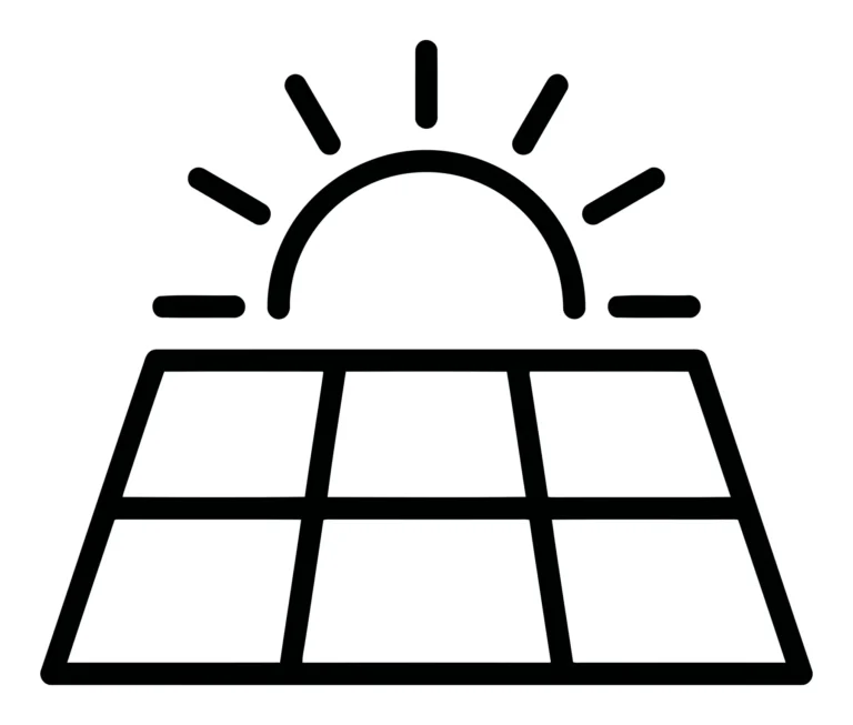 Solar Panel with Sun Icon Renewable Energy Symbol
