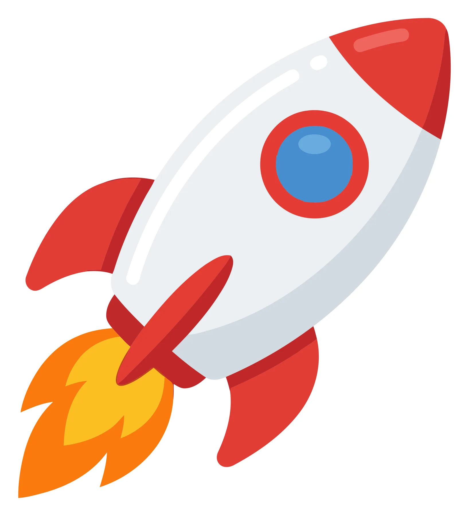 Cartoon Rocket Launching with Flames and Smoke
