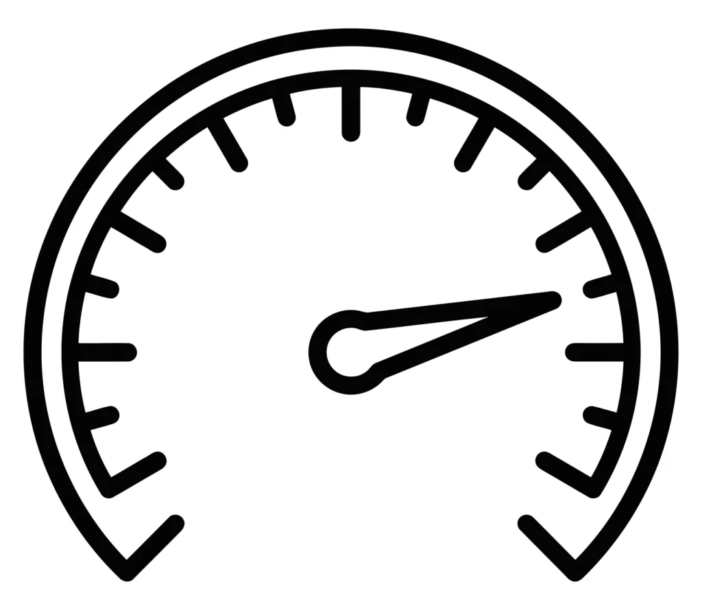speedometer icon, performance gauge symbol, fast sign