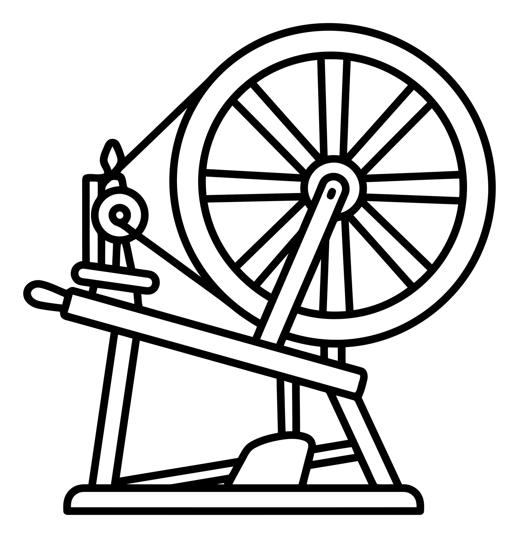 Black and White Spinning Wheel Icon Vector
