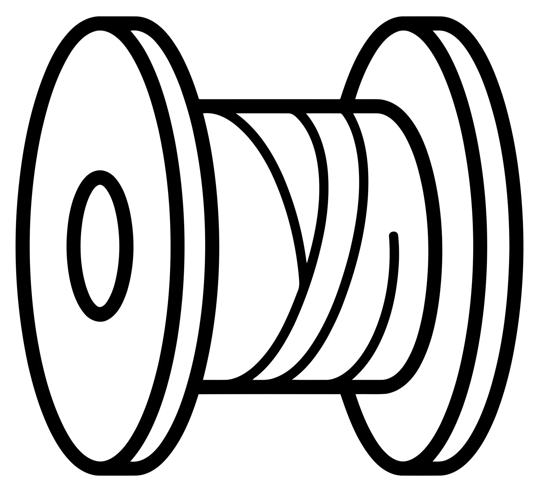 Black and White Spool of Thread Outline Icon