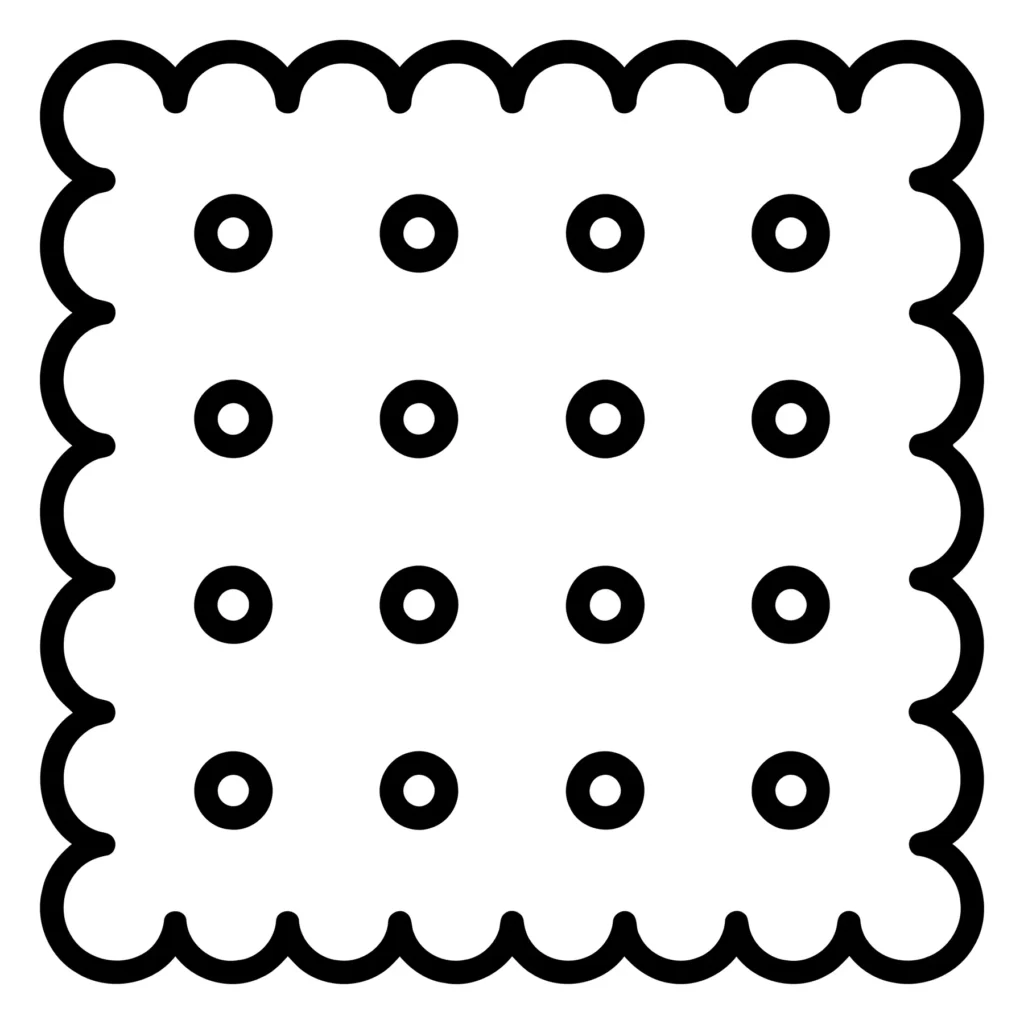 square cracker biscuit with holes, snack food icon