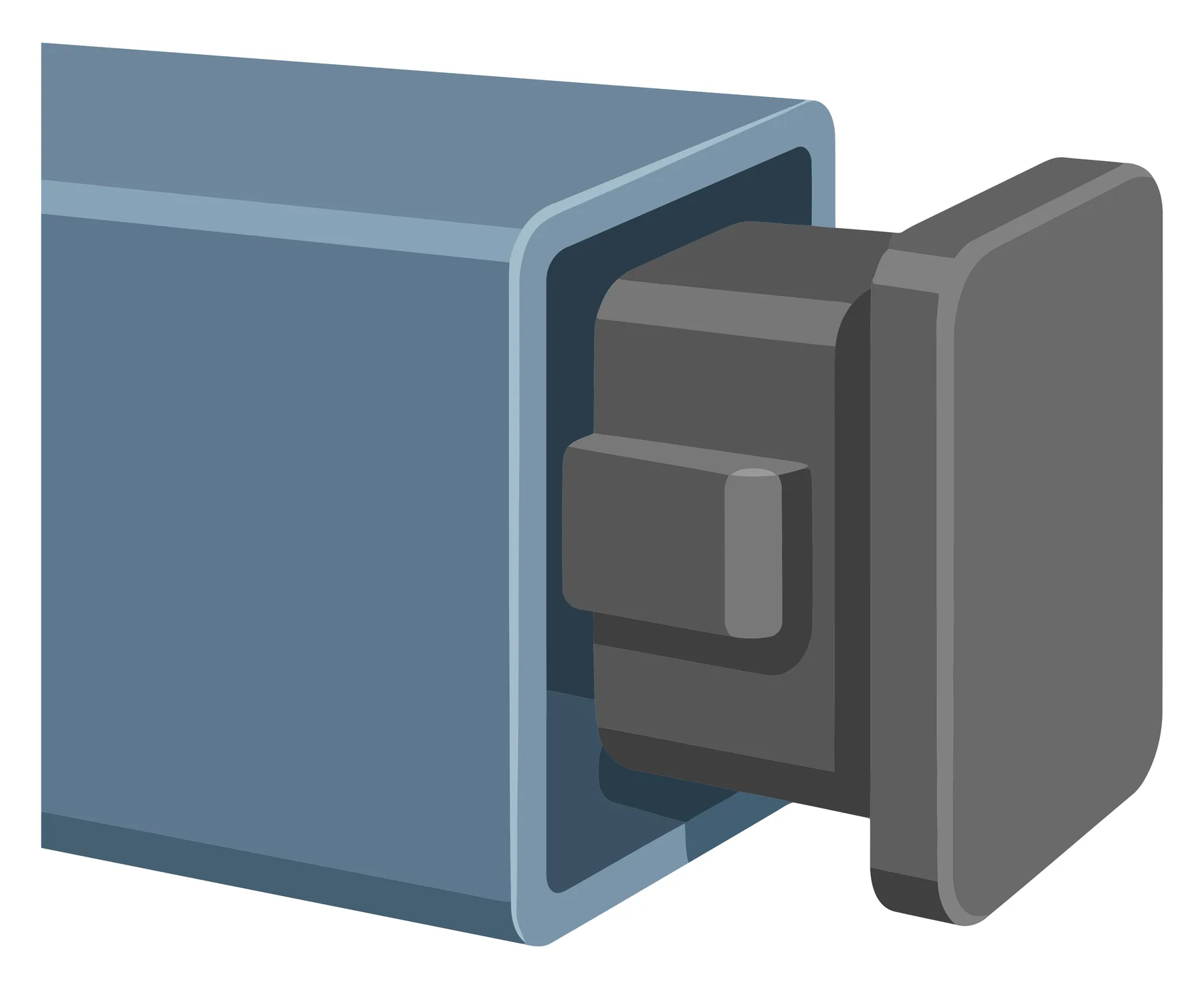 Square Plastic End Cap Inserted in Metal Tube Profile