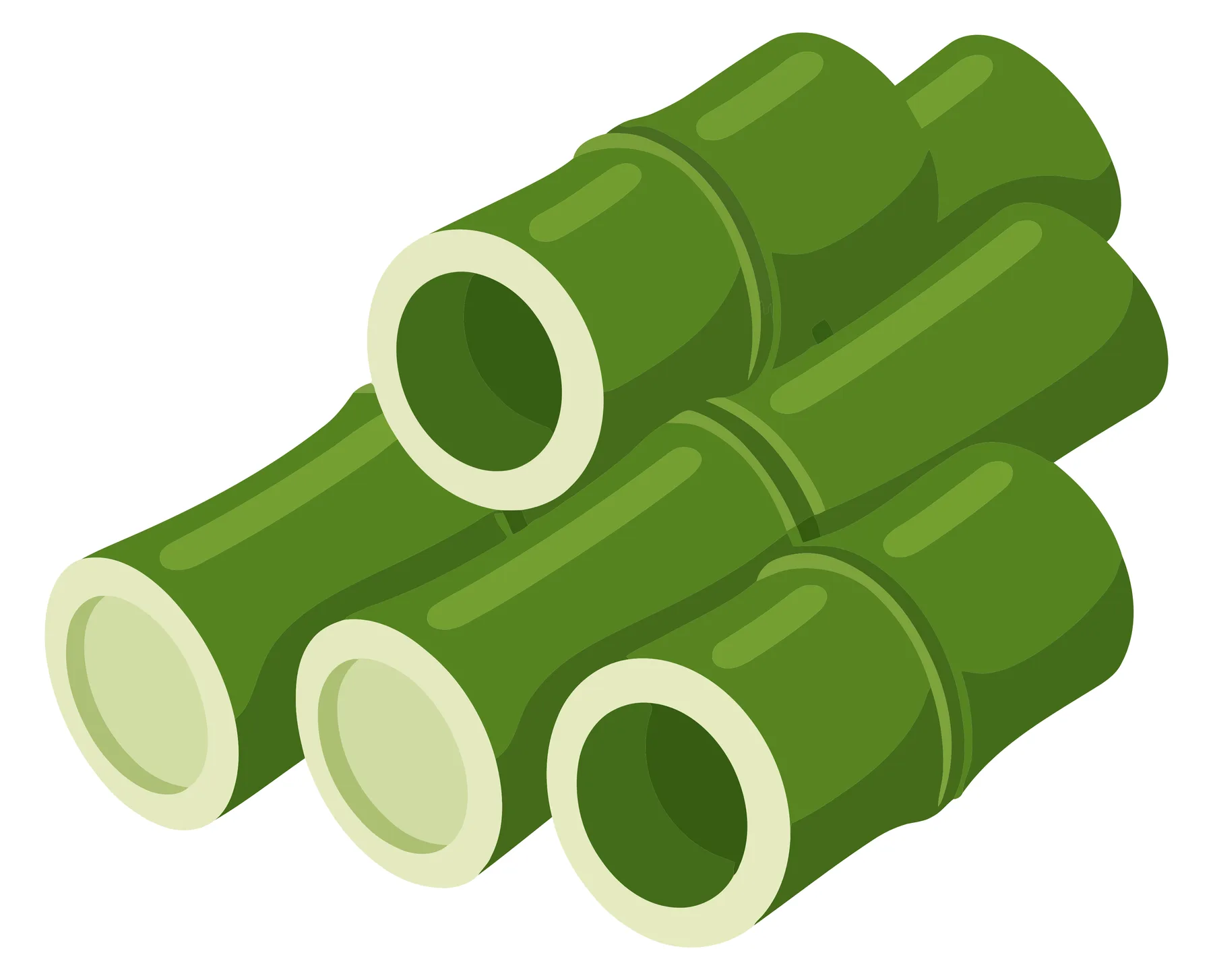stack of green bamboo poles vector illustration isolated on white background