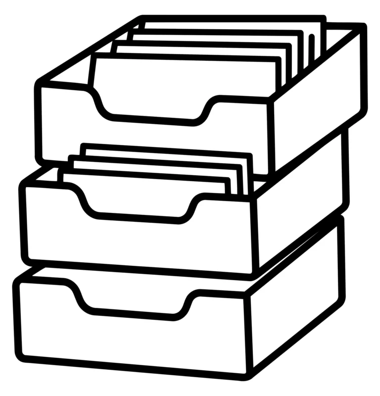 Stack of Three Office Document Trays with Files