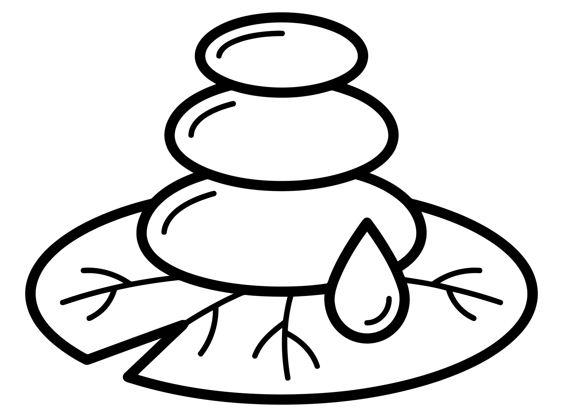 Minimalist Zen Stones and Water Drop on Lily Pad Icon