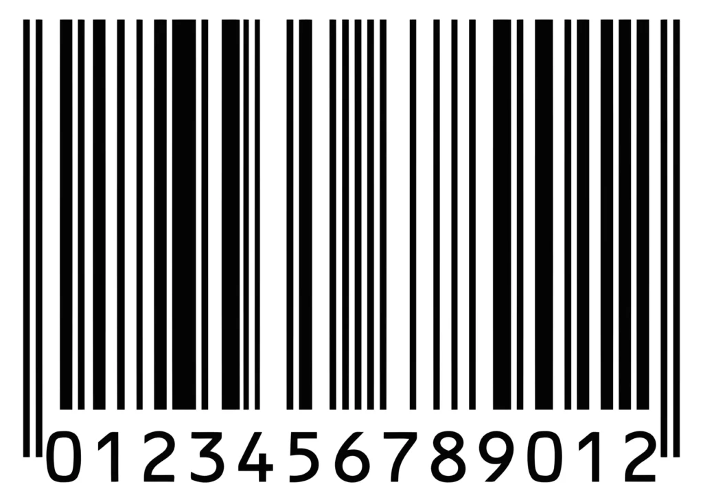standard upc barcode symbol with numerical digits 0123456789012
