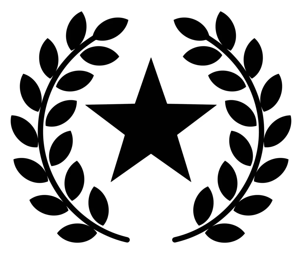 star icon inside a laurel wreath, symbol of excellence, quality, and achievement, vector illustration