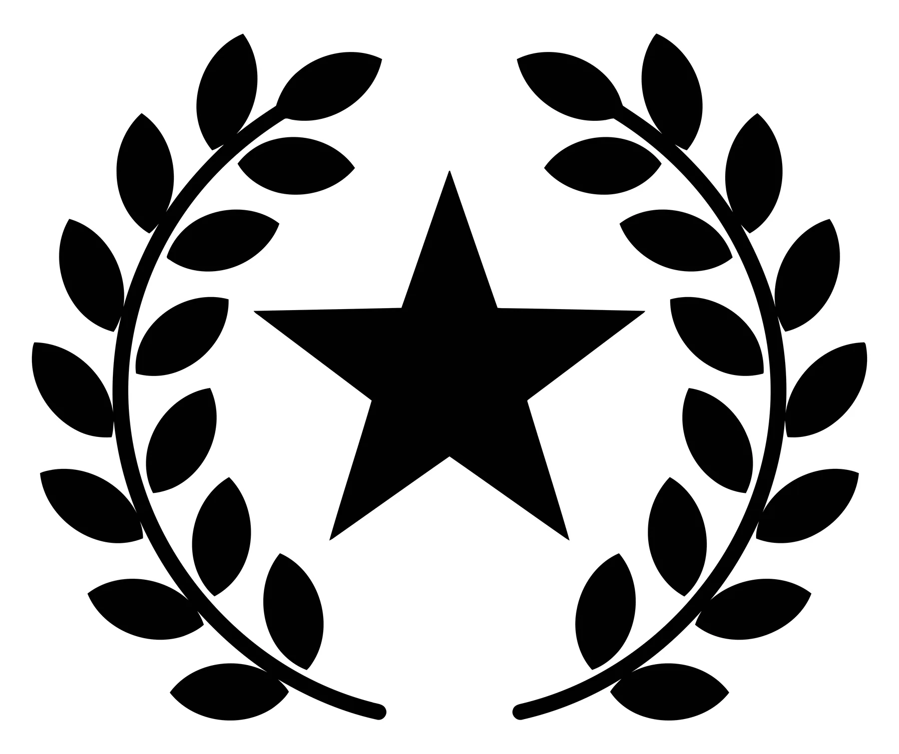 Black Star Icon in Laurel Wreath Vector Illustration
