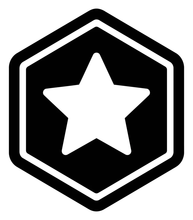star inside a hexagon shape, badge or favorite icon