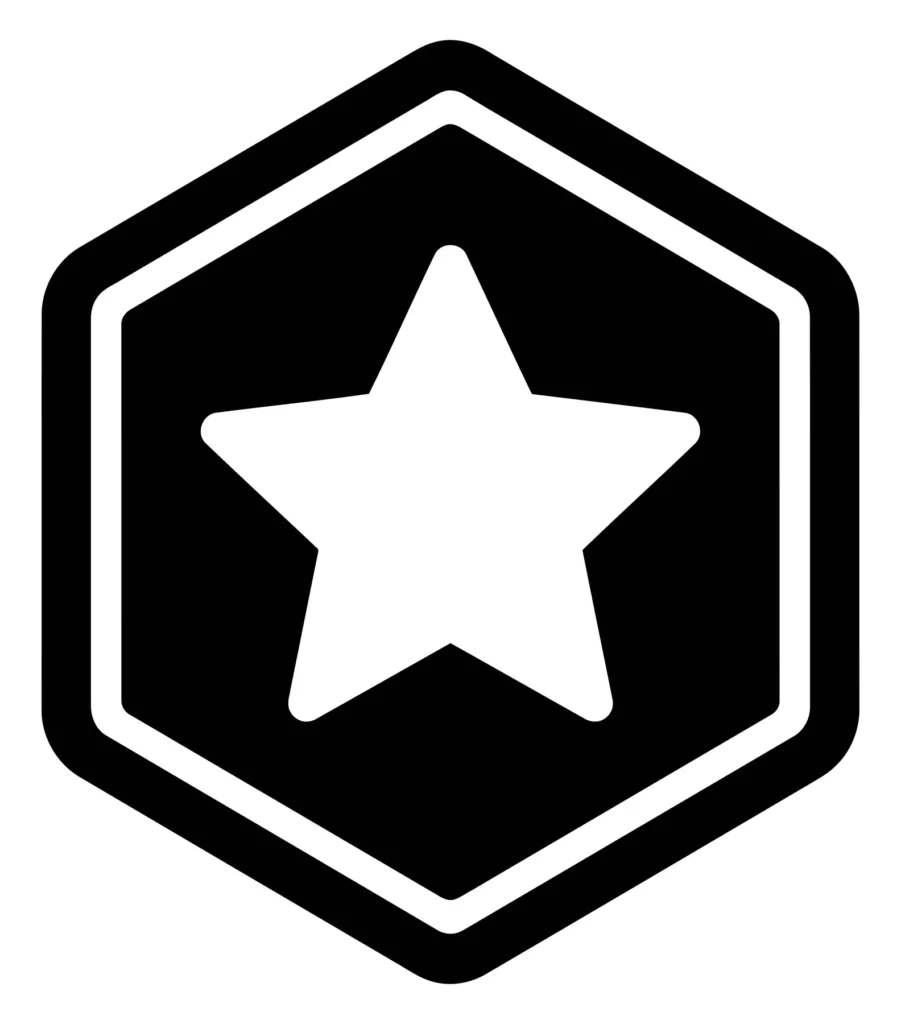 star inside a hexagon shape, badge or favorite icon