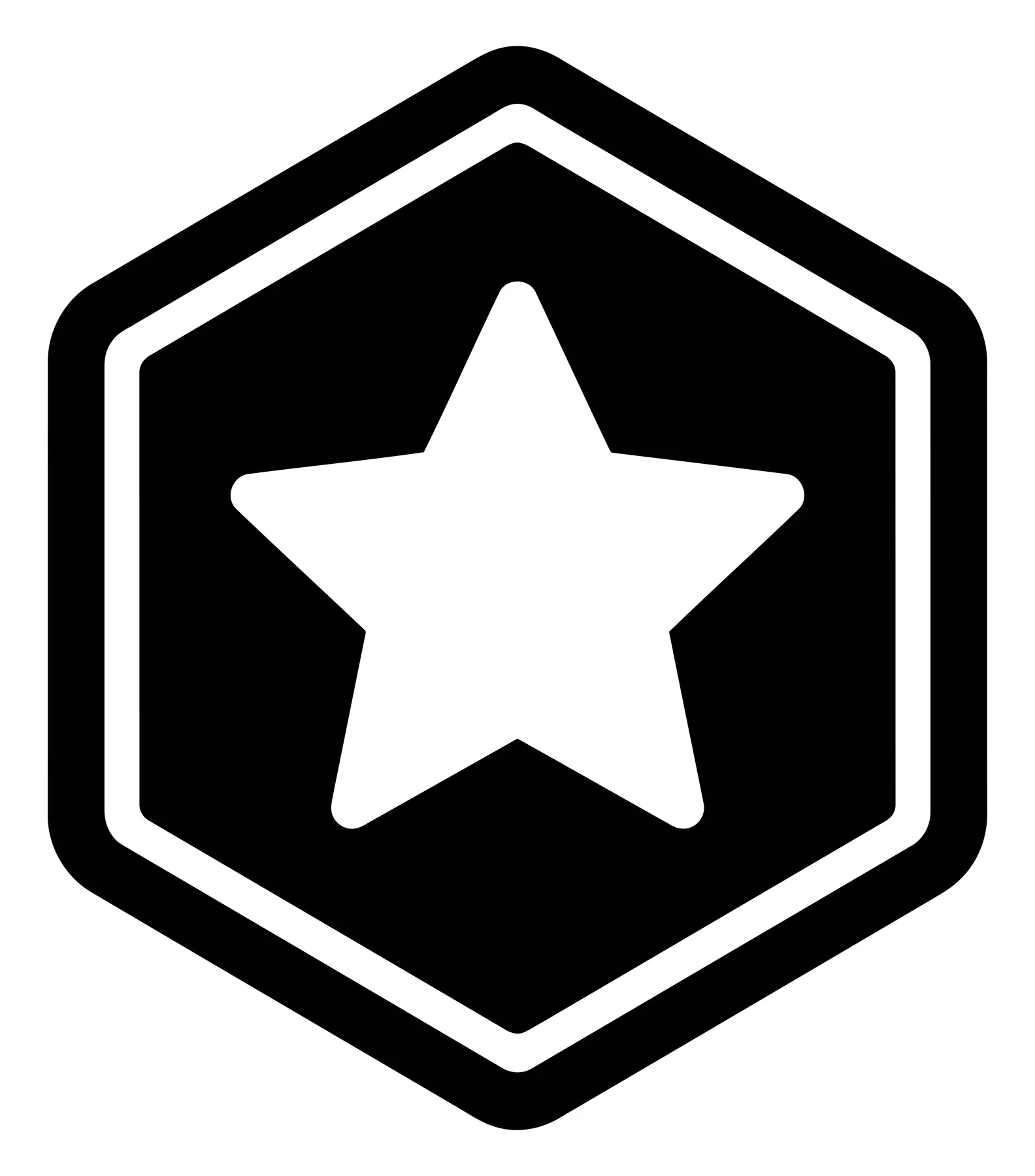 White Star Inside Black Hexagon Badge Icon