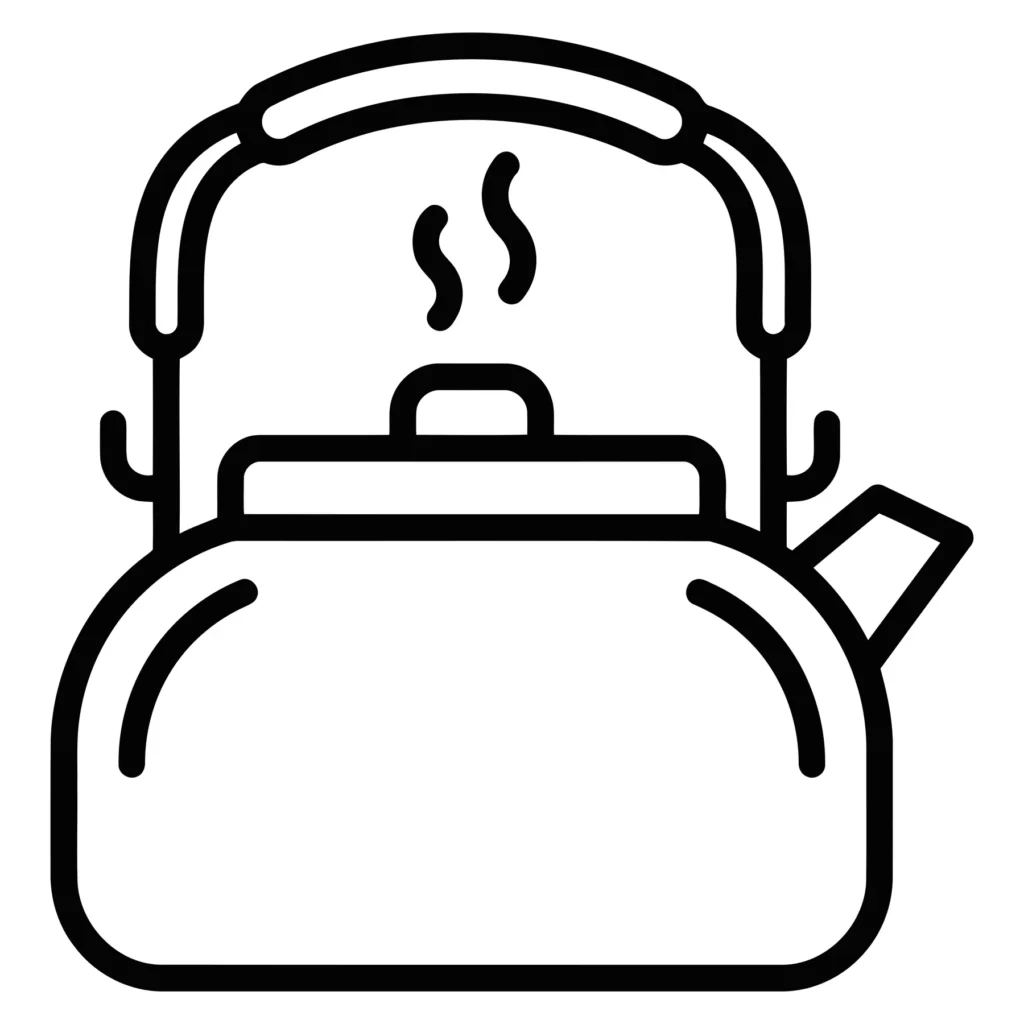 steaming tea kettle icon