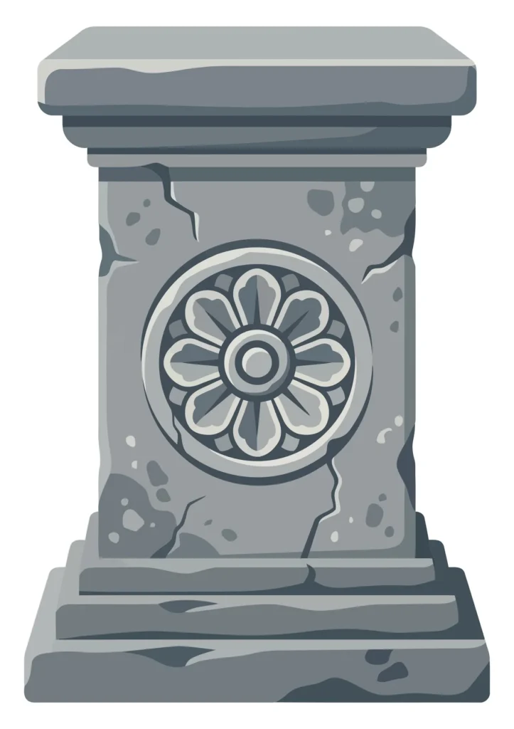 stone pedestal with flower carving