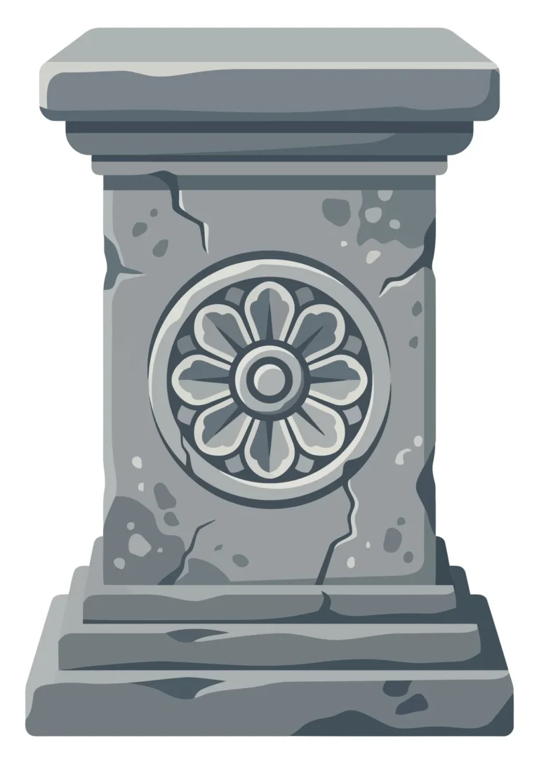 Ornate Stone Pedestal with Floral Carving Vector