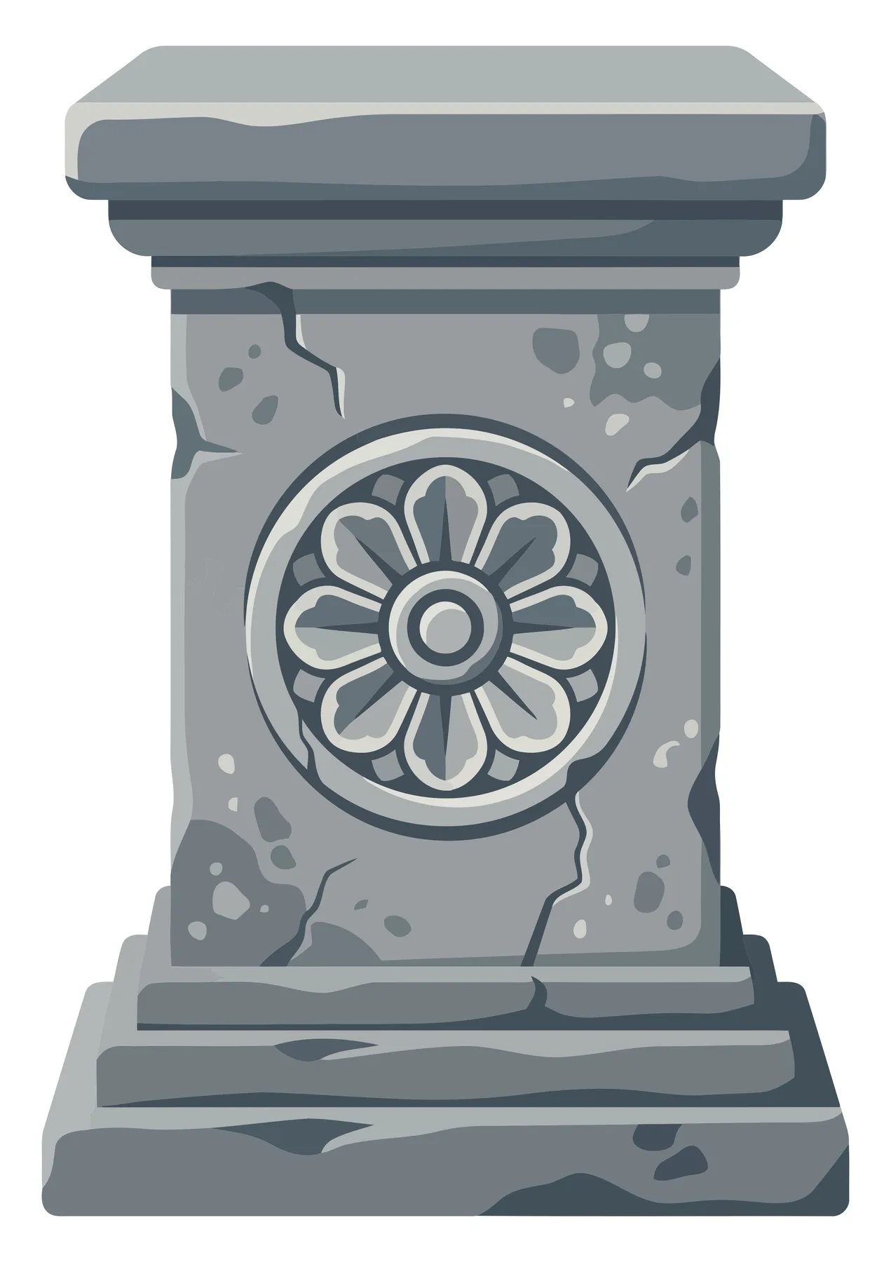 Ornate Stone Pedestal with Floral Carving Vector